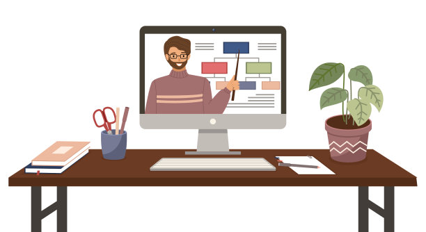 男老师在网上为学校授课图片下载