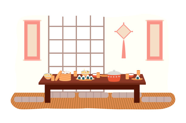 餐厅采用东方风格的室内设计图片下载