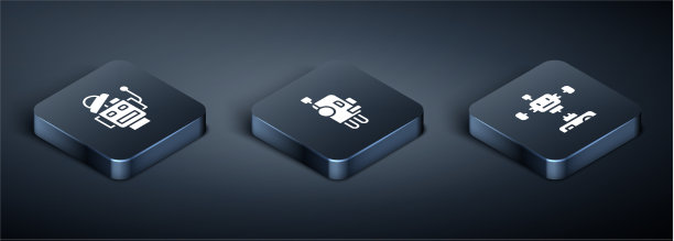 设置等距机器人拆卸机器人和图标图片下载