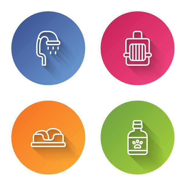 设行宠物淋浴、带箱床和狗图片下载