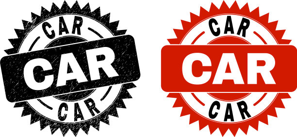 汽车黑色玫瑰形印章印章与垃圾表面图片下载