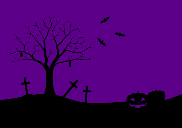 一个框架插图的黑色万圣节的剪影。图片下载