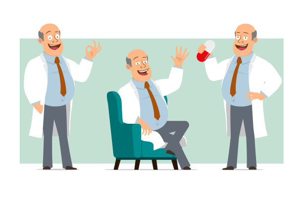 卡通扁搞笑胖医生男人物集图片下载