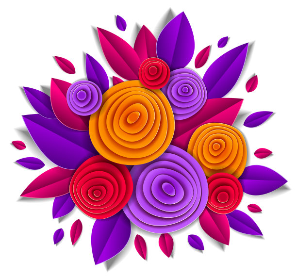 秋天的花朵和树叶设计美丽图片下载