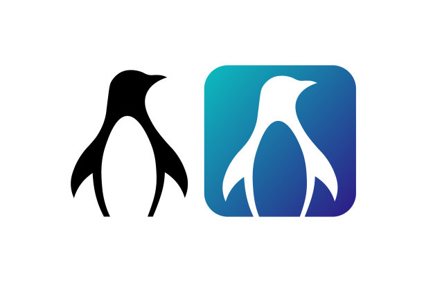 简单的企鹅图标设置为平面样式元素图片下载