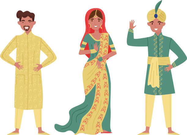 男人戴头巾，女人穿纱丽图片下载