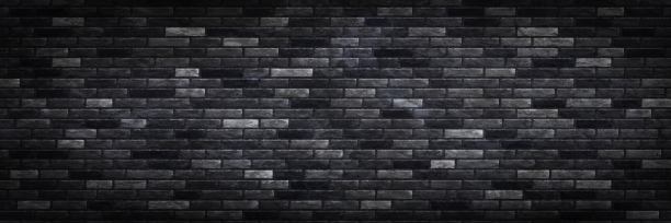 矢量现实孤立的全景黑色砖墙背景模板和布局装饰。图片下载