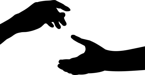 男人和女人伸出手的剪影图片下载