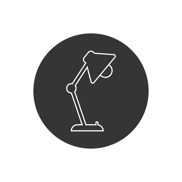 台灯线白色图标矢量插图图片下载