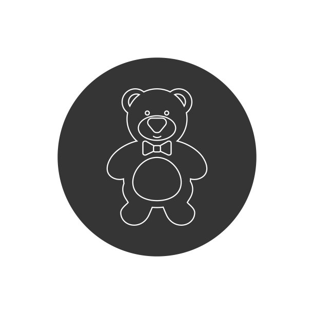 可爱的泰迪熊线白色图标。矢量图图片下载