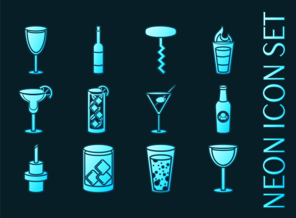 设置栏蓝色发光霓虹灯图标图片下载