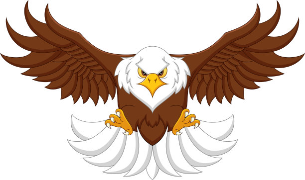 白色背景上飞翔的卡通鹰图片下载