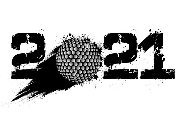 抽象数字2021和高尔夫球从污点图片下载