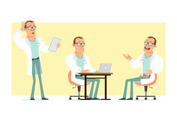 卡通扁搞笑强医生男人物集图片下载