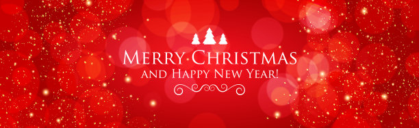 全景红色散景与圣诞背景图片下载