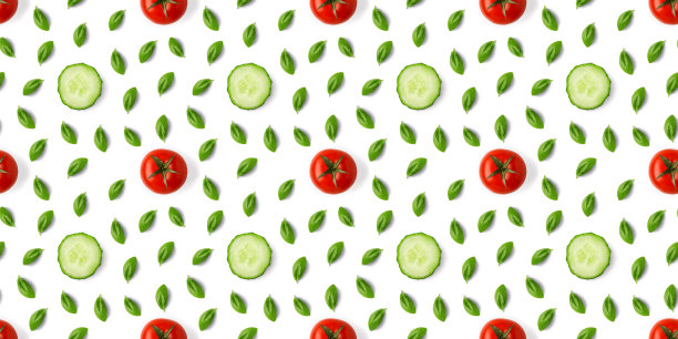 食物背景-西红柿，罗勒，黄瓜图片下载