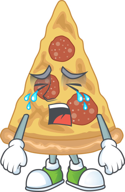 一个哭泣的披萨卡通人物图画图片下载
