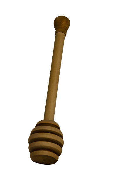 木勺为蜂蜜孤立的白色。图片下载