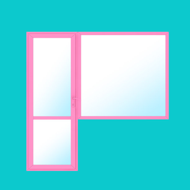 粉色金属塑料PVC阳台门窗双色调。3d渲染图片下载