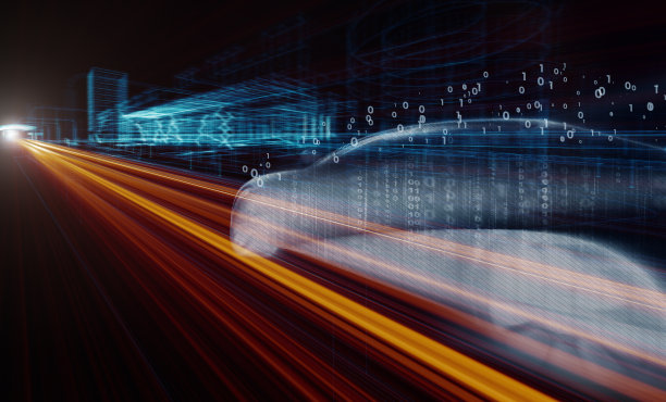 跑车在城市高速公路上超速行驶图片下载