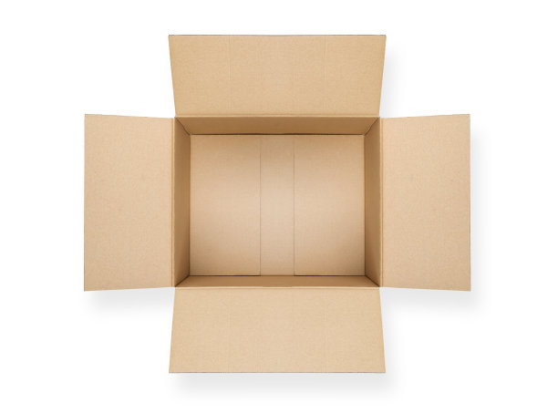 大空纸板箱从上面孤立在白色的背景图片下载