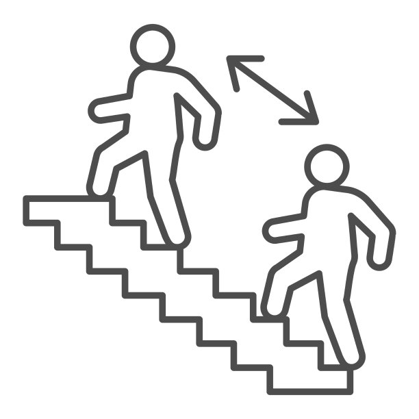 楼梯上两个人之间的距离细细的线图片下载
