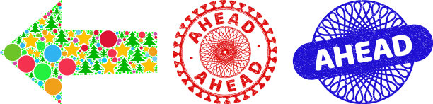 前面的纹理印章和箭头左拼贴新图片下载