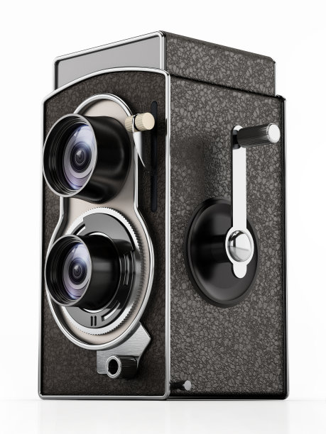 老式模拟单反相机孤立在白色上图片下载