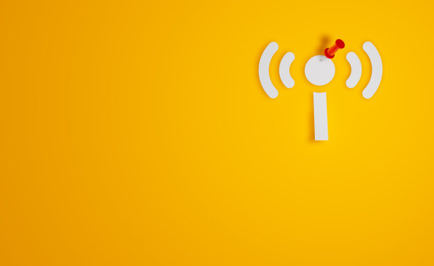 黄色背景上的针纸无线符号图片下载