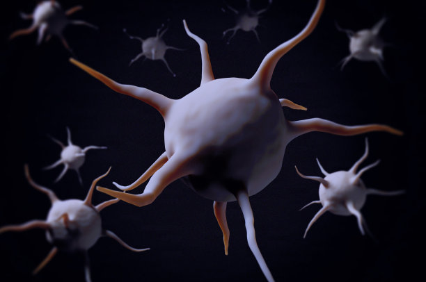 显微镜下的病毒细胞背景为黑色背景图片下载