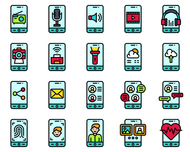 移动应用程序图标设置填充风格图片下载