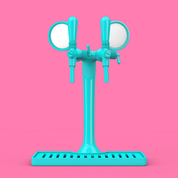 蓝色酒吧啤酒Tap在双色调风格。3d渲染图片下载