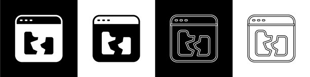 设置破碎文件图标隔离在黑色和白色图片下载