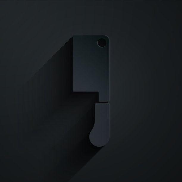 纸切肉刀图标孤立在黑色图片下载