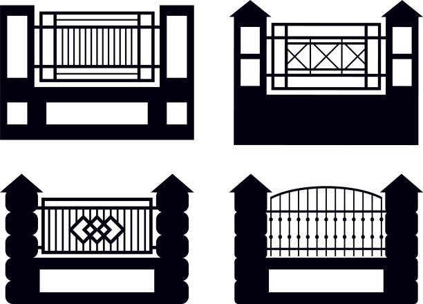 栅栏门图标设计模板隔离图片下载