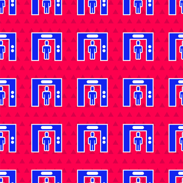 蓝色升降机图标隔离无缝模式上的红色图片下载