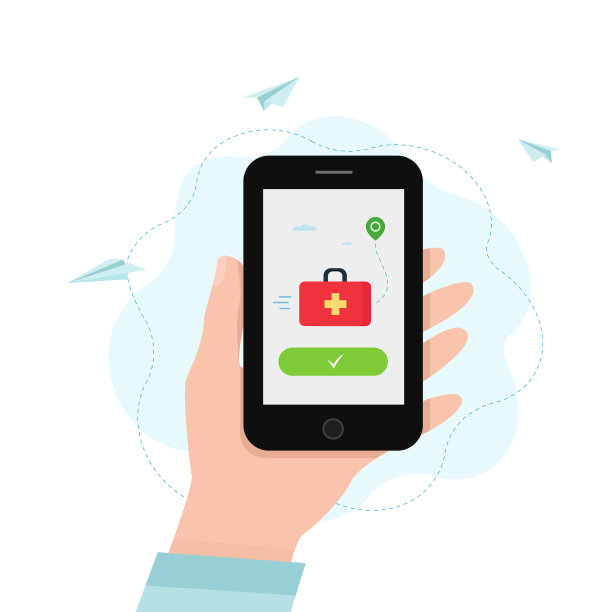 手持电话与急救箱交付屏幕图片下载
