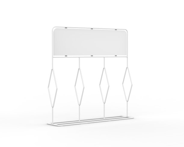 空白自行车停车广告横幅模型孤立的白色背景，3d插图。图片下载