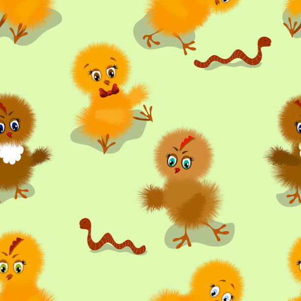 彩色图案与蓬松的鸡图片下载