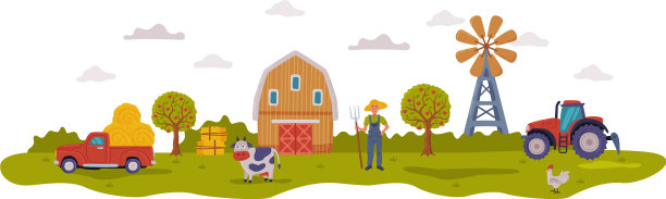 农场场景与谷仓男农民农业图片下载