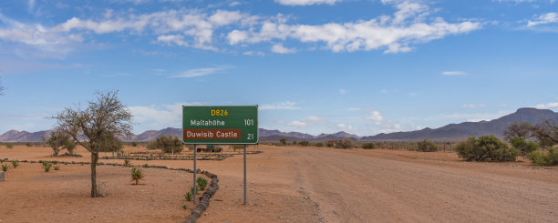 通往纳米比亚的马尔塔霍河和杜威西布城堡的路标图片下载