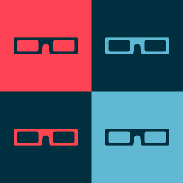 流行艺术电影眼镜图标孤立的颜色图片下载