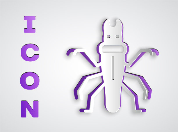 剪纸白蚁图标孤立在灰色背景图片下载