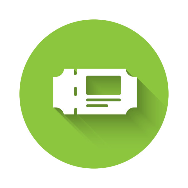 白色博物馆门票图标孤立与长影子图片下载