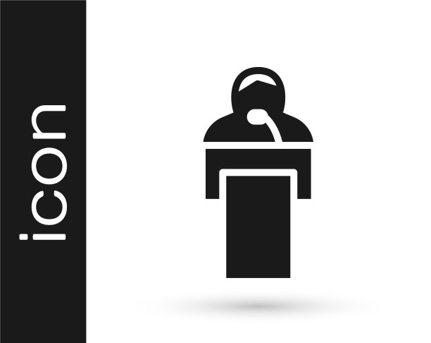 黑色给出讲课图标孤立在白色上图片下载