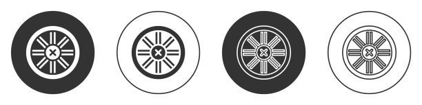 黑色老木轮图标孤立在白色图片下载