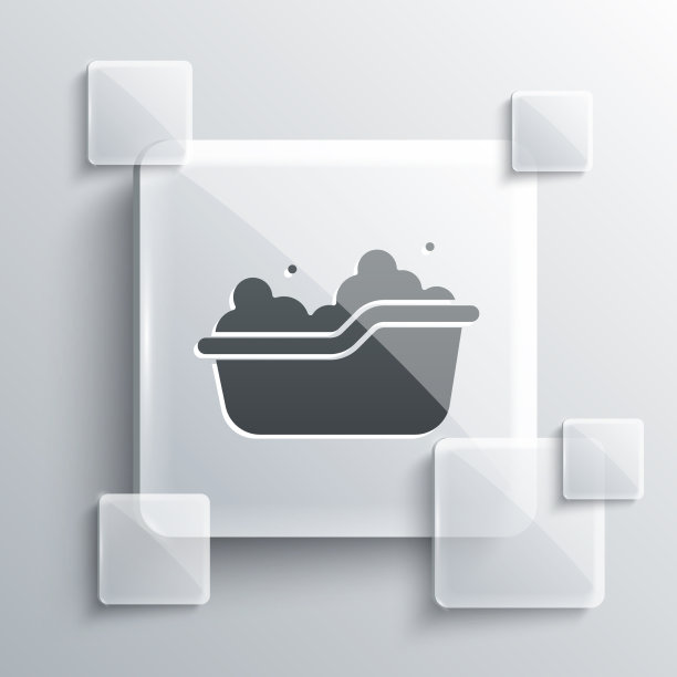 灰色浴缸与泡沫泡沫内的图标图片下载