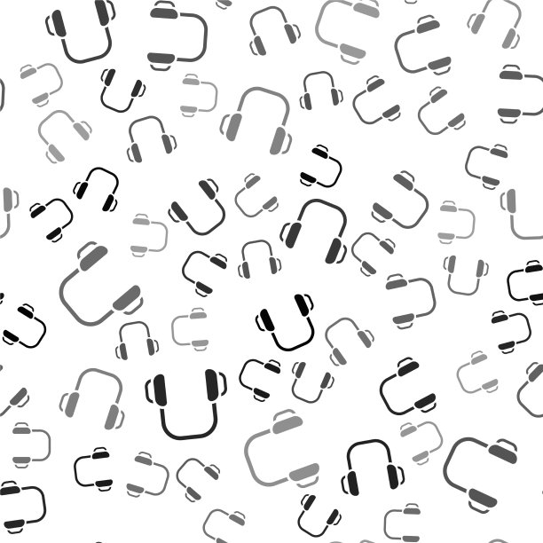 黑色冬季耳机图标隔离无缝图片下载