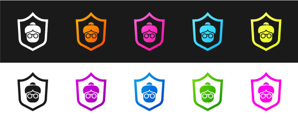 设置祖母图标隔离在黑色和白色图片下载