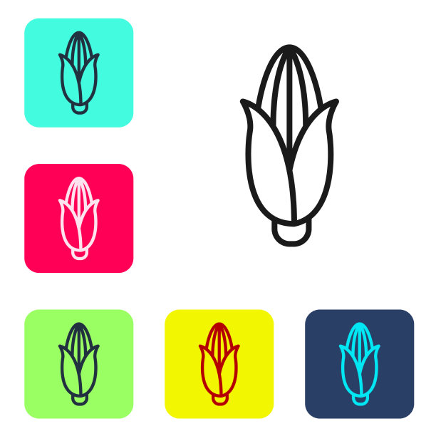 黑线玉米图标孤立在白色背景上图片下载